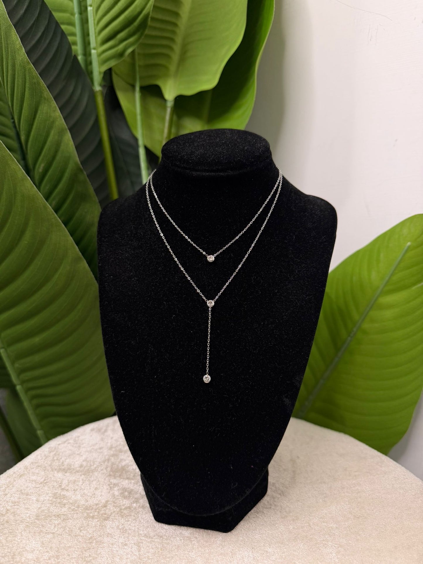 Collana doppio giro strass silver