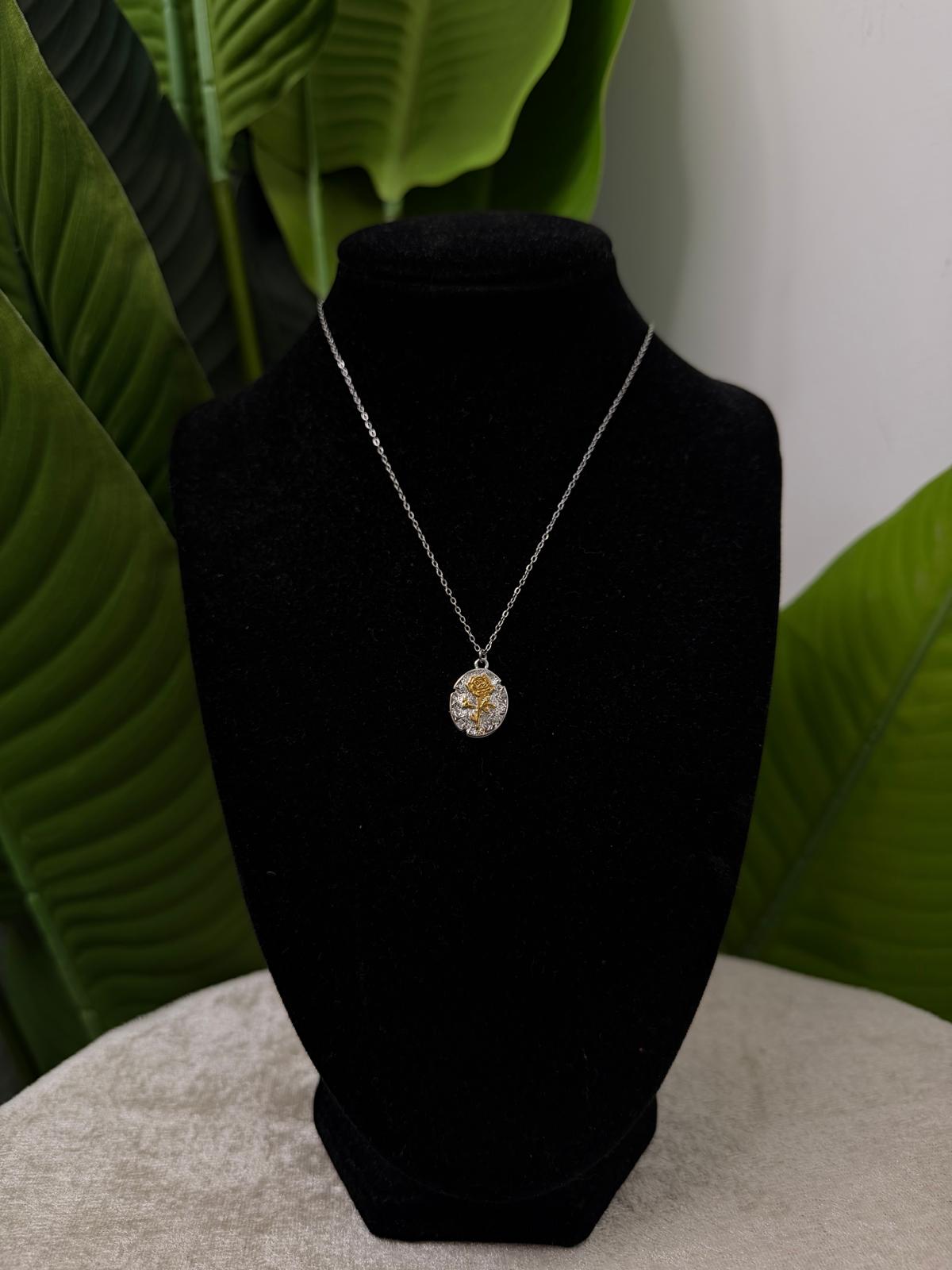 Collana silver e gold rosa