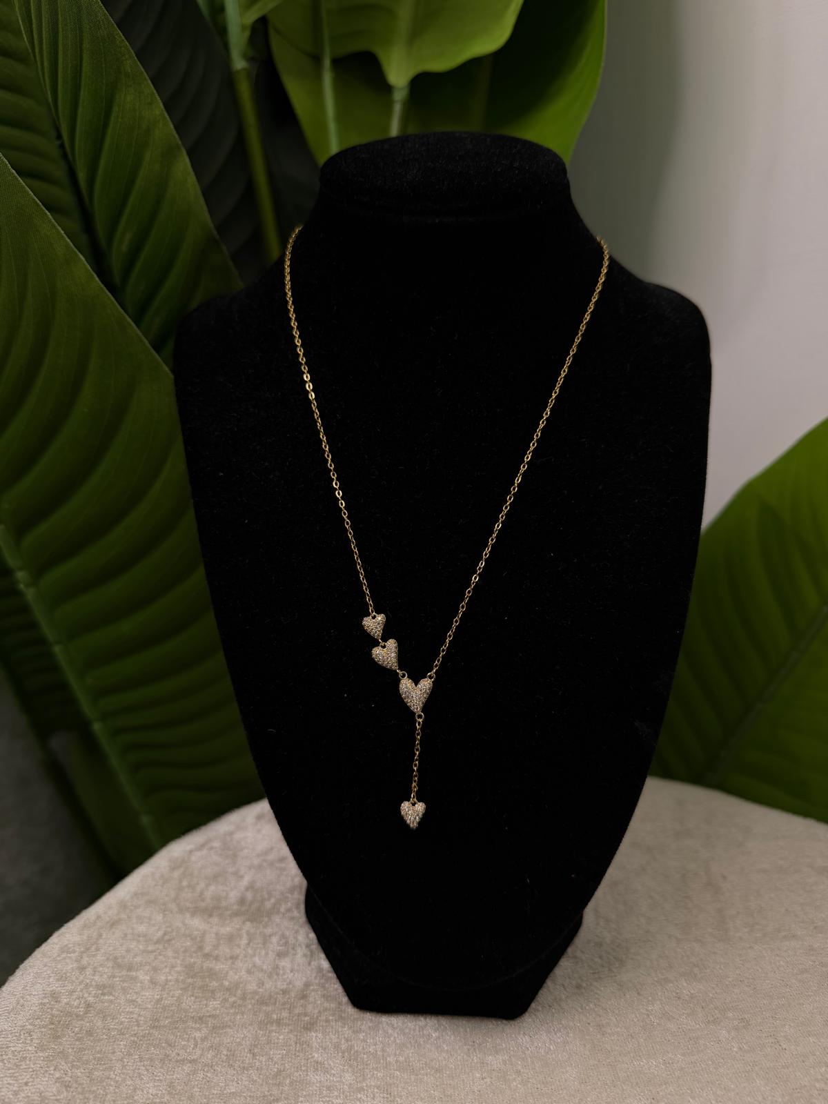 Collana cuori scendenti gold