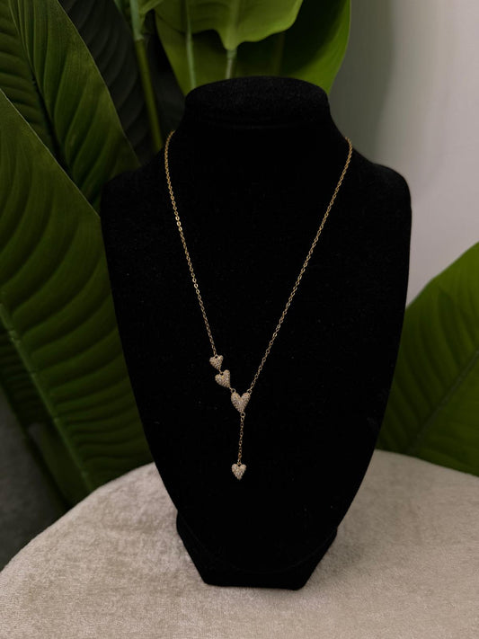 Collana cuori scendenti gold