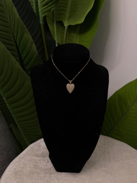 Collana cuore strass gold