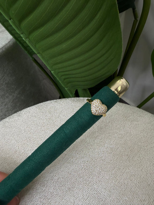 Anello big heart strass gold