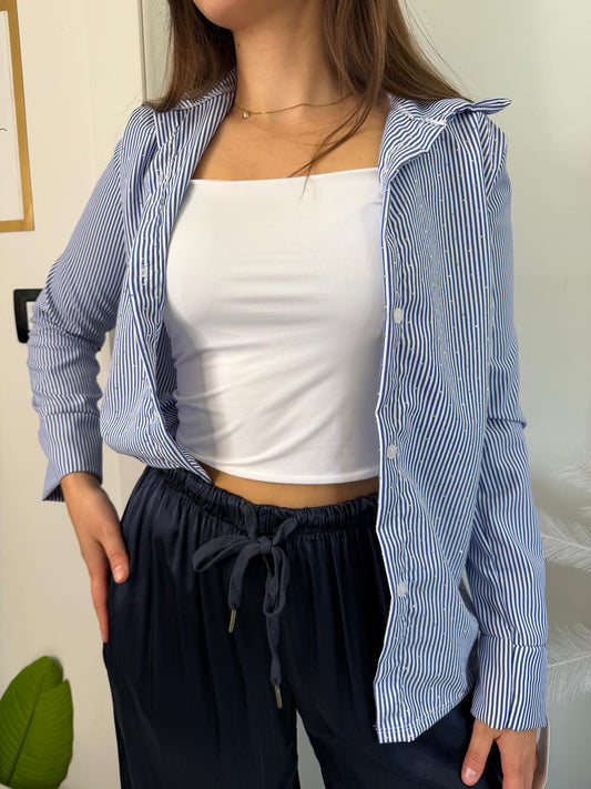 Camicia righe e strass 3327