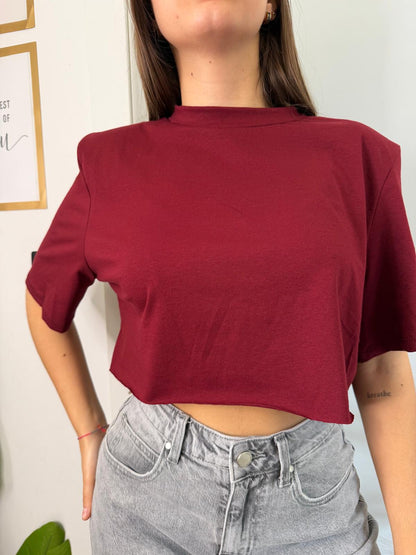 T-shirt crop spallina rinforzata 5636
