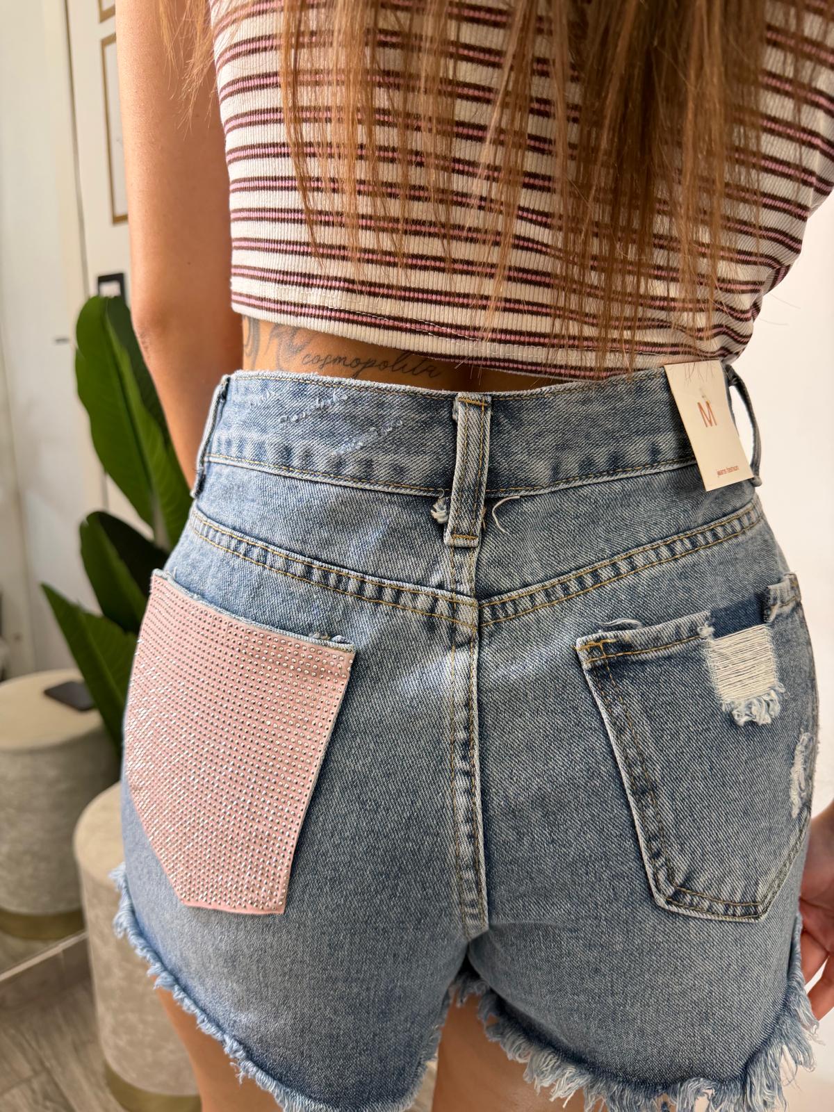 Shorts tasca strass 6623