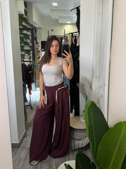Pantalone morbido a palazzo con cintina 90261