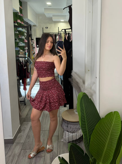 Coordinato top e gonna fiori 55269