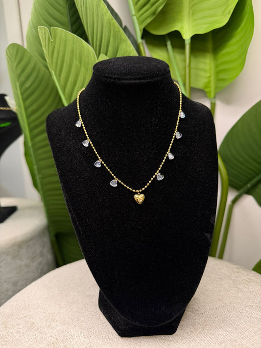 Collana pietre e cuore placcato gold