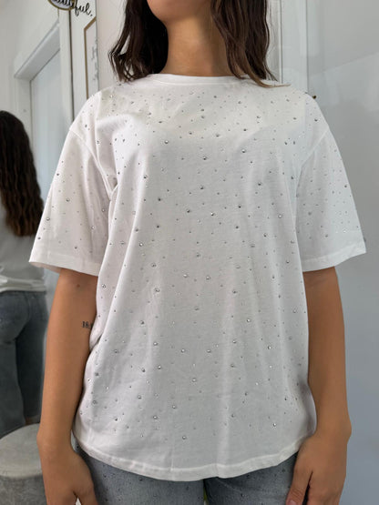 T-shirt oversize strass 7817