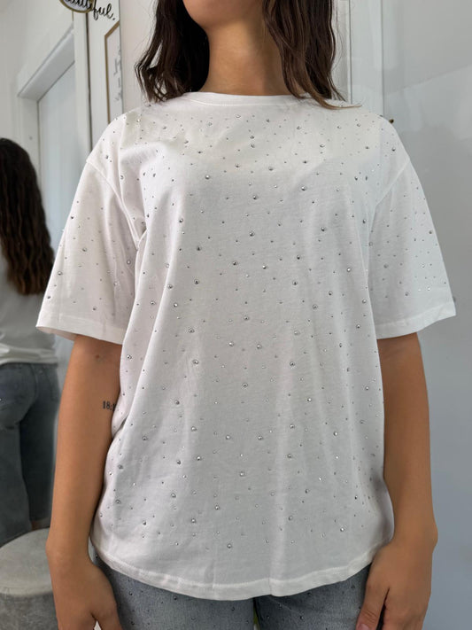 T-shirt oversize strass 7817