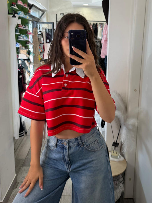 Polo crop righe 46521