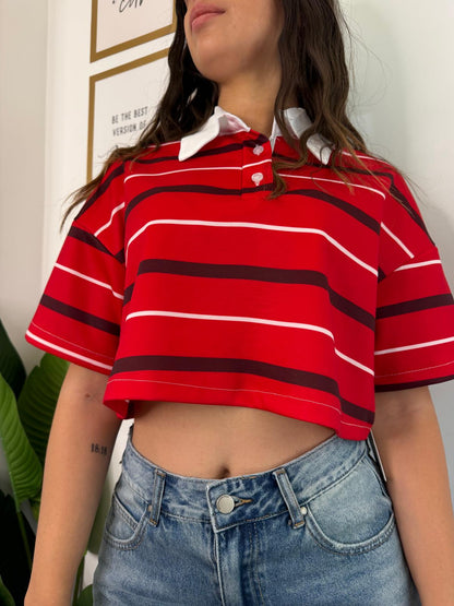 Polo crop righe 46521