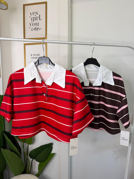 Polo crop righe 46521