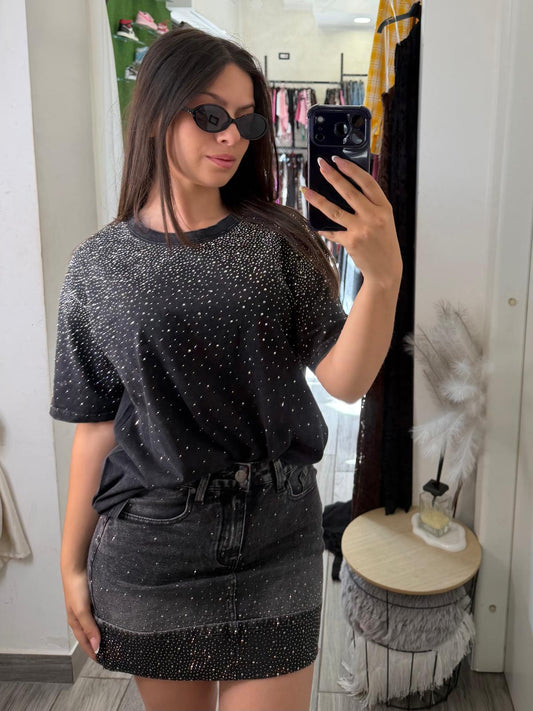T-shirt oversize strass 7848