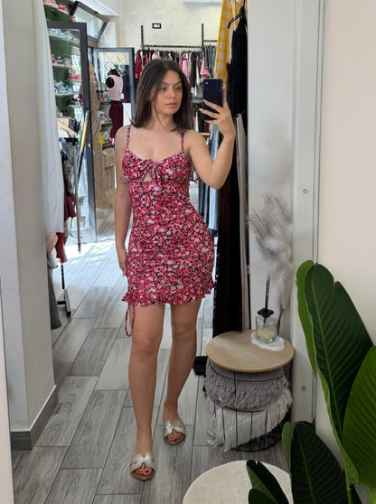 Abito a costine con fiori 3131