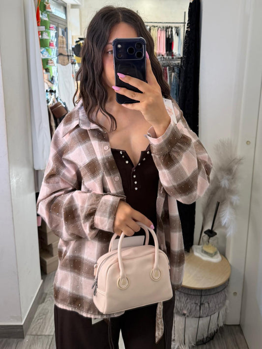 Camicia quadri e strass leggera 245877