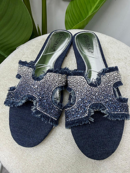 Ciabatta strass e denim 8960