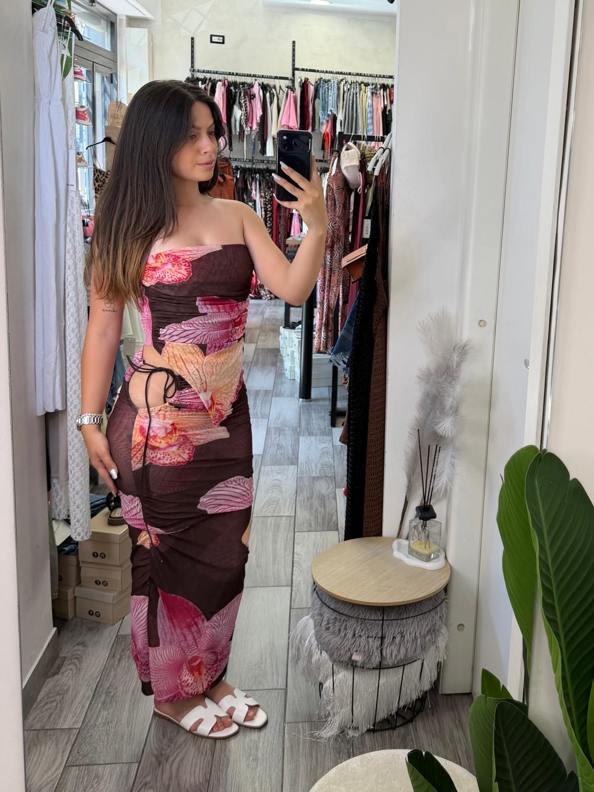 Coordinato gonna lunga e top 9157