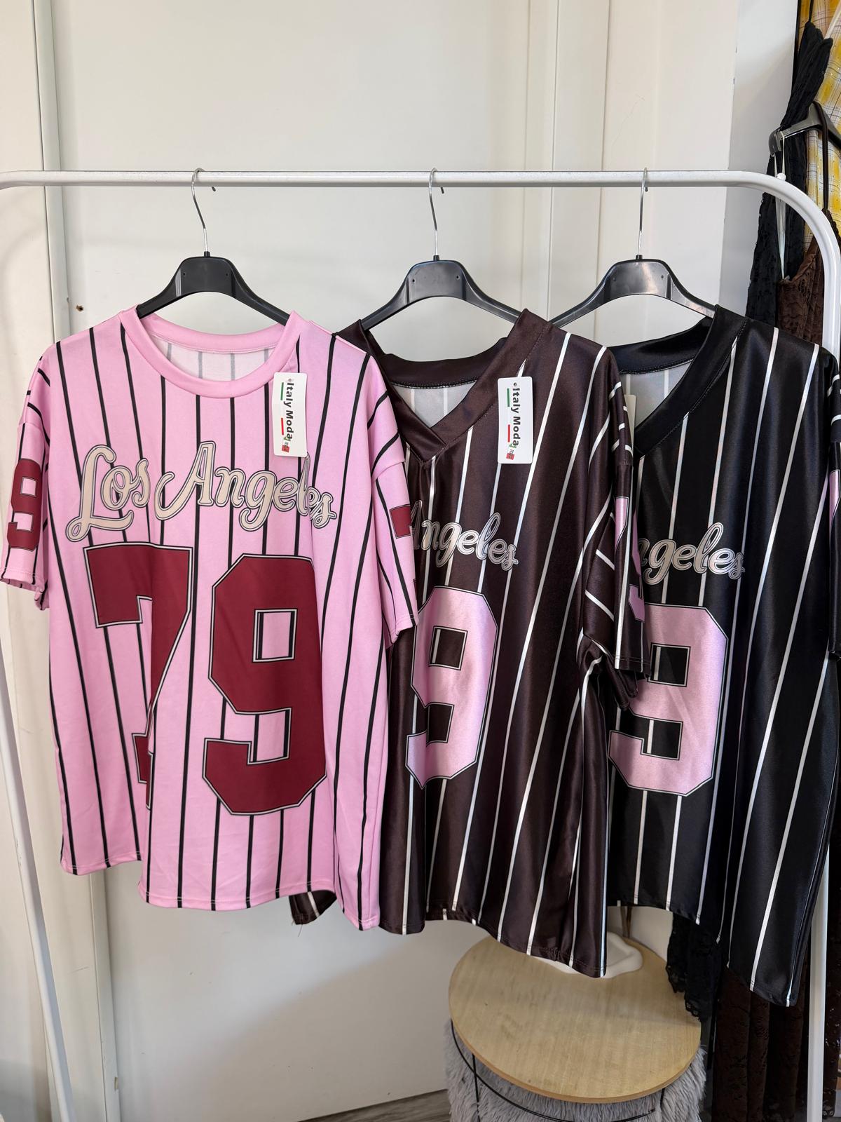 T-shirt basket oversize righe 7803